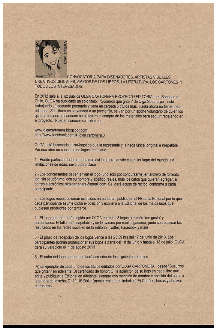 Olga Cartonera Convocatoria